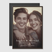 ヴィンテージクラシック結婚式セーブ・ザ・デート ダークブラウン マグネット招待状 (正面/裏面)