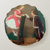 ヴィンテージクラシック絵画の子ビクトリアン供 ラウンドクッション (裏面)