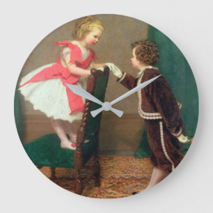 ヴィンテージクラシック絵画の子ビクトリアン供 ラージ壁時計