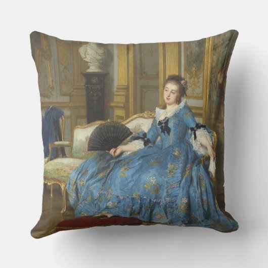 ヴィンテージクラシック絵画ズ・オブ・サッシー・ガールとファン クッション (裏面)