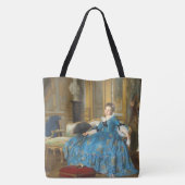 ヴィンテージクラシック絵画ズ・オブ・サッシー・ガールとファン トートバッグ (裏面)