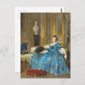 ヴィンテージクラシック絵画ズ・オブ・サッシー・ガールとファン ポストカード (正面/裏面)