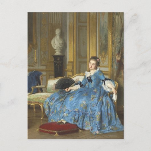 ヴィンテージクラシック絵画ズ・オブ・サッシー・ガールとファン ポストカード (正面)