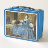 ヴィンテージクラシック絵画ズ・オブ・サッシー・ガールとファン メタルランチボックス (正面)