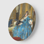 ヴィンテージクラシック絵画ズ・オブ・サッシー・ガールとファン ラージ壁時計 (傾斜)