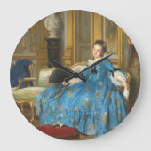 ヴィンテージクラシック絵画ズ・オブ・サッシー・ガールとファン ラージ壁時計 (正面)