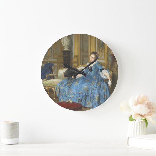 ヴィンテージクラシック絵画ズ・オブ・サッシー・ガールとファン ラージ壁時計 (ホーム)