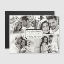 ヴィンテージクラシック蔵書票4枚の写真が日付を保存 マグネット招待状