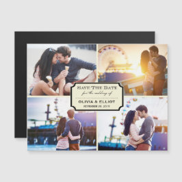 ヴィンテージクラシック蔵書票4枚の写真が日付を保存 マグネット招待状