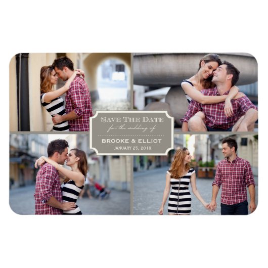 ヴィンテージクラシック蔵書票4枚の写真の保存日付 マグネット (横)