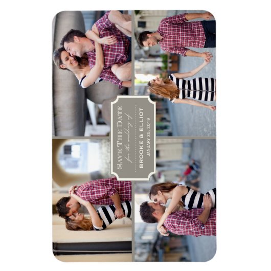 ヴィンテージクラシック蔵書票4枚の写真の保存日付 マグネット (縦)