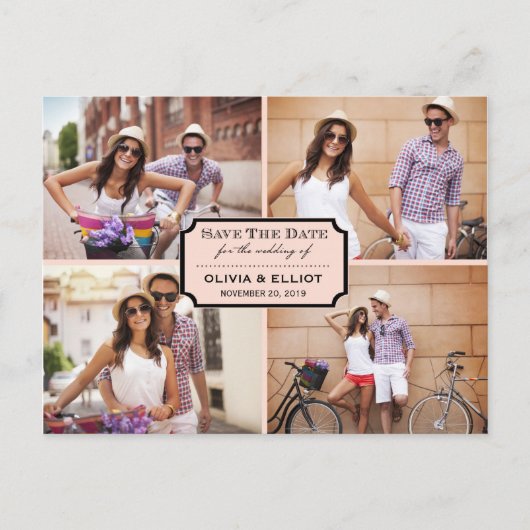 ヴィンテージクラシック蔵書票4枚の写真の保存日付 案内ポストカード (正面)