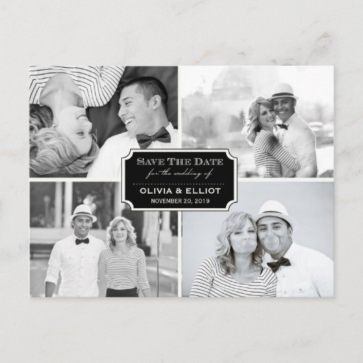 ヴィンテージクラシック蔵書票4枚の写真の保存日付 案内ポストカード (正面)