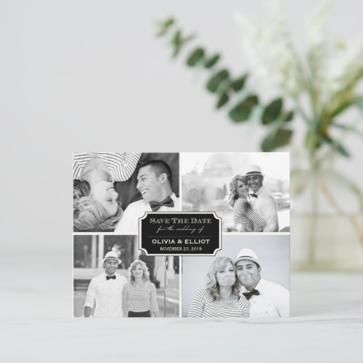 ヴィンテージクラシック蔵書票4枚の写真の保存日付 案内ポストカード (スタンド正面)