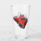 ヴィンテージクラシック赤と白車、 タンブラーグラス (裏面)