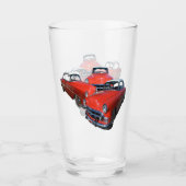 ヴィンテージクラシック赤と白車、 タンブラーグラス (正面)