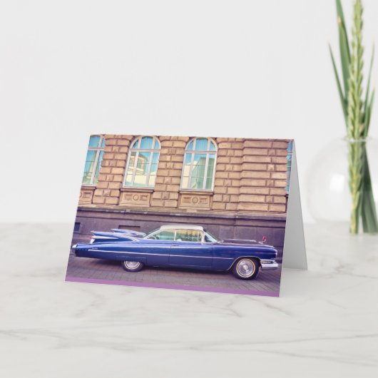 ヴィンテージクラシック車の誕生日グリーティングカード シーズンカード (正面)