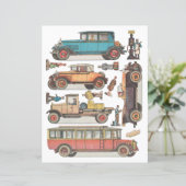 ヴィンテージクラシック車ダイカットクリップアートコラージシート (スタンド正面)