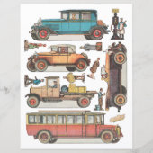 ヴィンテージクラシック車ダイカットクリップアートコラージシート (正面)