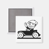 ヴィンテージクラシック車レトロ漫画 マグネット (正面/裏面)