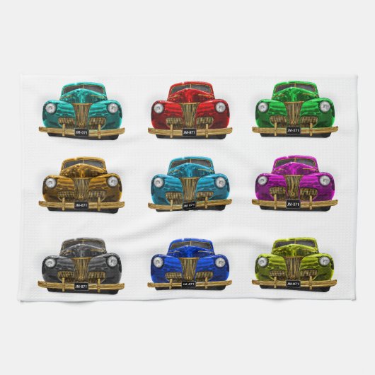 ヴィンテージクラシック車 キッチンタオル (横)