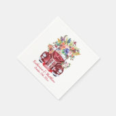 ヴィンテージクラシック車(水彩フローラ付き結婚) スタンダードカクテルナプキン (角)