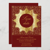 ヴィンテージクラシック金ゴールド保存日付招待状 招待状 (正面/裏面)