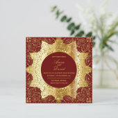 ヴィンテージクラシック金ゴールド結婚式招待状 招待状 (スタンド正面)