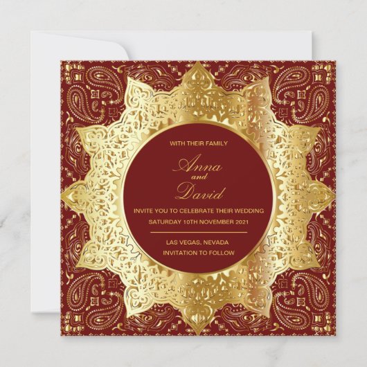 ヴィンテージクラシック金ゴールド結婚式招待状 招待状 (正面)