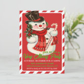 ヴィンテージクラシック雪だるまカスタムクリスマスパーティー 招待状 (スタンド正面)