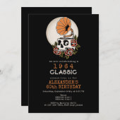 ヴィンテージクラシック音楽をテーマにしたゴシックスカル誕生日 招待状 (正面/裏面)