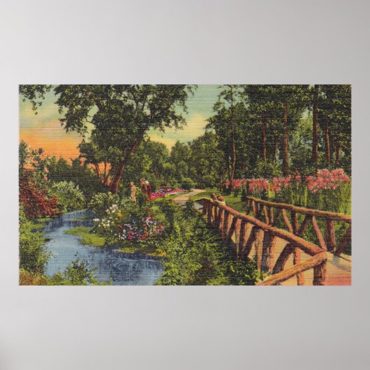 ヴィンテージクラシック風光明媚なフローラレイクブリッジ ポスター (正面)