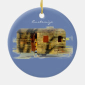 ヴィンテージクラシック風化木材キャラバン セラミックオーナメント (裏面)