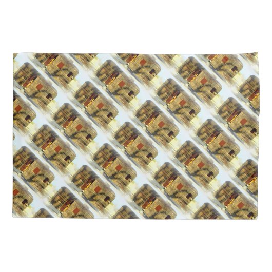 ヴィンテージクラシック風化木材キャラバン 枕カバー (裏面)