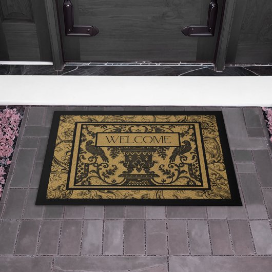 ヴィンテージクラシック鳥類フローラ装飾ウェルカム ドアマット