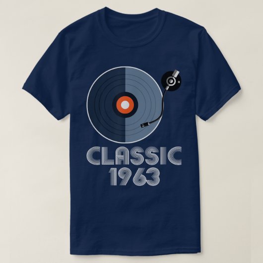 ヴィンテージクラシック1963 Vinyl Record Player Music Lov Tシャツ (デザイン正面)