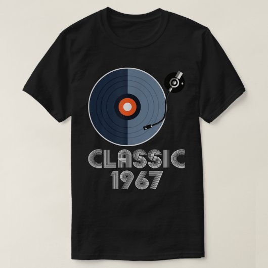 ヴィンテージクラシック1967 Vinyl Record Player Music Lov Tシャツ (デザイン正面)