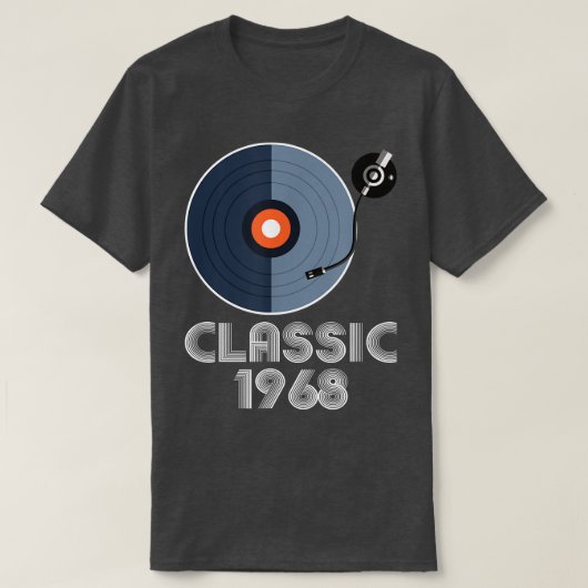 ヴィンテージクラシック1968 Vinyl Record Player Music Lov Tシャツ (デザイン正面)