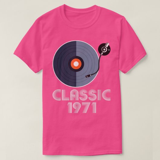 ヴィンテージクラシック1971 Vinyl Record Player Music Lov Tシャツ (デザイン正面)