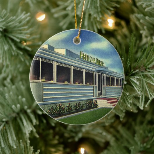 ヴィンテージクラシック50sレトロレストランペリカンダイナー セラミックオーナメント (ツリー)