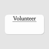 ヴィンテージクラシック、「ボランティア」の名前タグ 名札 (正面)