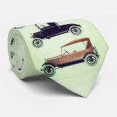 ヴィンテージクラシック、自動車、ライトグリーンレッドブラック ネクタイ (ロール)