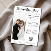 ヴィンテージクラシックQRコード新聞社結婚の写真 セーブザデート