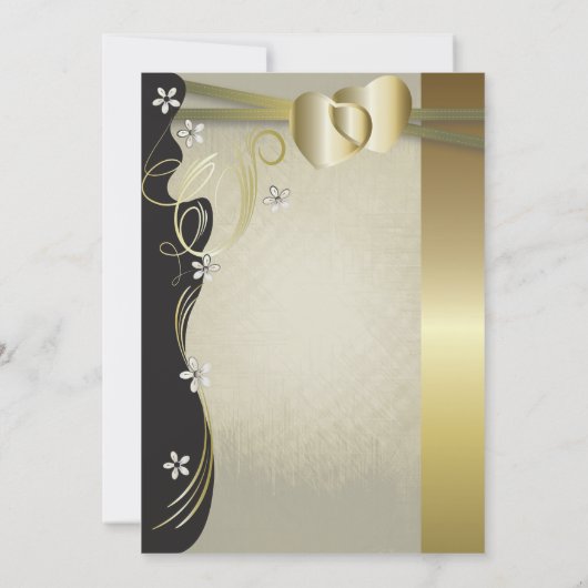 ヴィンテージクラシー金ゴールド結婚ハートの収集 招待状 (裏面)