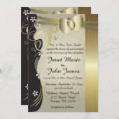 ヴィンテージクラシー金ゴールド結婚ハートの収集 招待状 (正面/裏面)