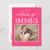 ヴィンテージクラス2025ホットピンク写真卒業 ポストカード (正面/裏面)