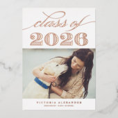ヴィンテージクラス2025写真卒業バラ金ゴールド 箔招待状 (正面)