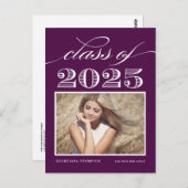 ヴィンテージクラス2025紫色の写真卒業 ポストカード (正面/裏面)