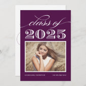 ヴィンテージクラス2025紫色の写真卒業 招待状 (正面/裏面)