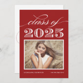 ヴィンテージクラス2025赤い写真卒業 招待状 (正面/裏面)